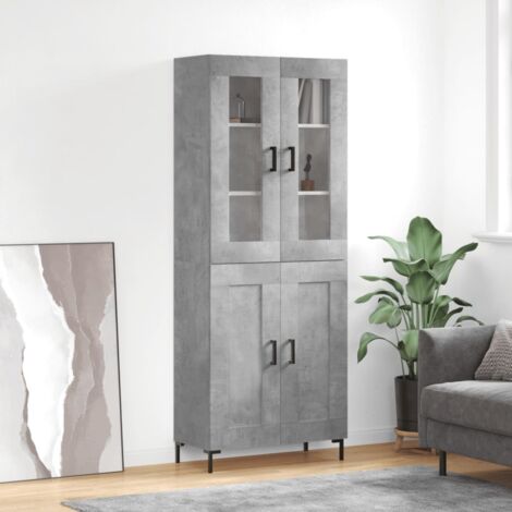 Highboard Concrete Grey 69.5x34x180 cm Engineered Wood vidaXL
