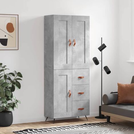 Highboard Concrete Grey 69.5x34x180 cm Engineered Wood vidaXL