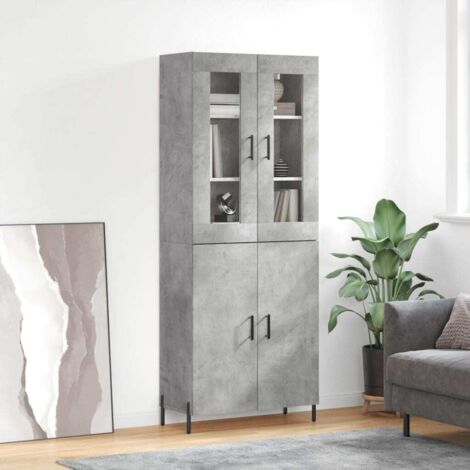 Highboard Concrete Grey 69.5x34x180 cm Engineered Wood vidaXL
