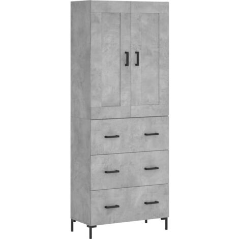 Highboard Concrete Grey 69.5x34x180 cm Engineered Wood vidaXL