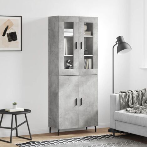 Highboard Concrete Grey 69.5x34x180 cm Engineered Wood vidaXL