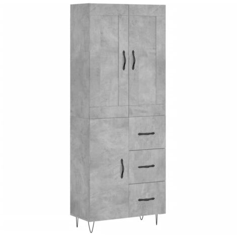 Highboard Concrete Grey 69.5x34x180 cm Engineered Wood vidaXL
