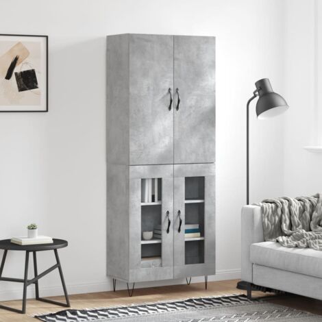 Highboard Concrete Grey 69.5x34x180 cm Engineered Wood vidaXL