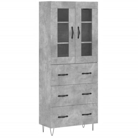 Highboard Concrete Grey 69.5x34x180 cm Engineered Wood vidaXL