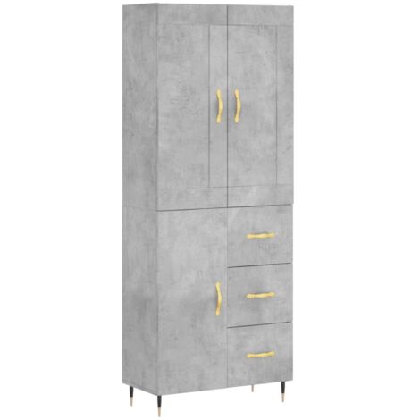 Highboard Concrete Grey 69.5x34x180 cm Engineered Wood vidaXL