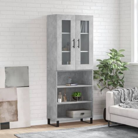 Highboard Concrete Grey 69.5x34x180 cm Engineered Wood vidaXL