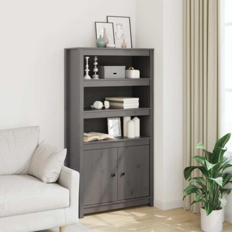 Highboard Grau 80x35x154 cm Massivholz Kiefer vidaXL