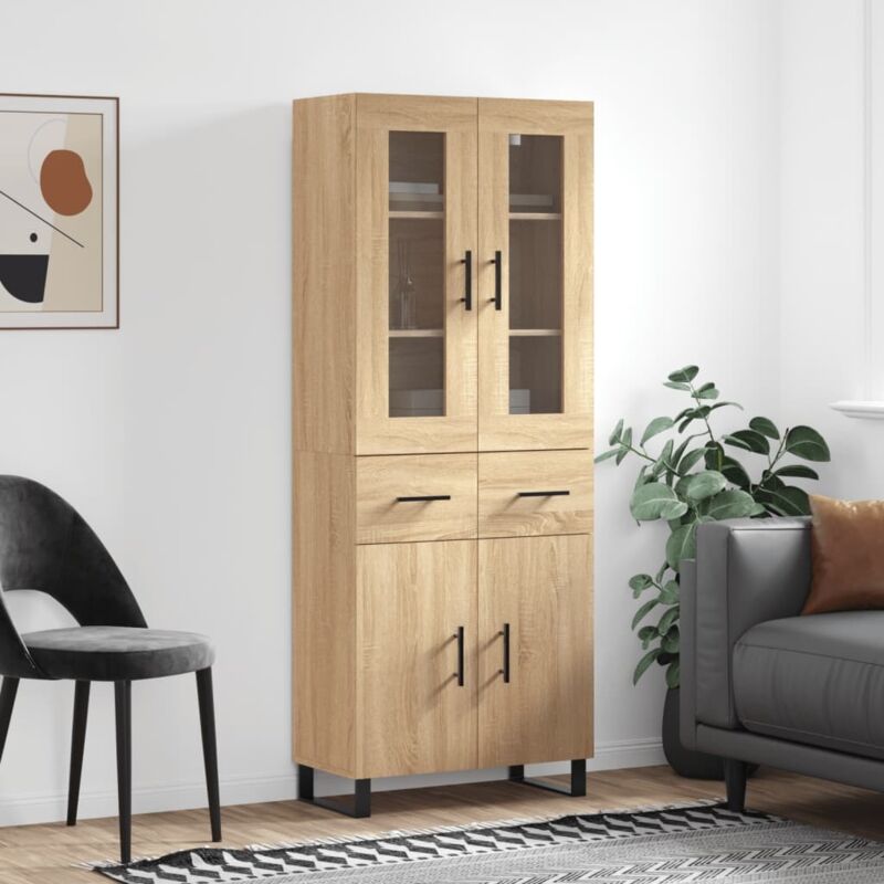 Highboard Sonoma-eiche 69, 5x34x180 Cm Holzwerkstoff Vidaxl