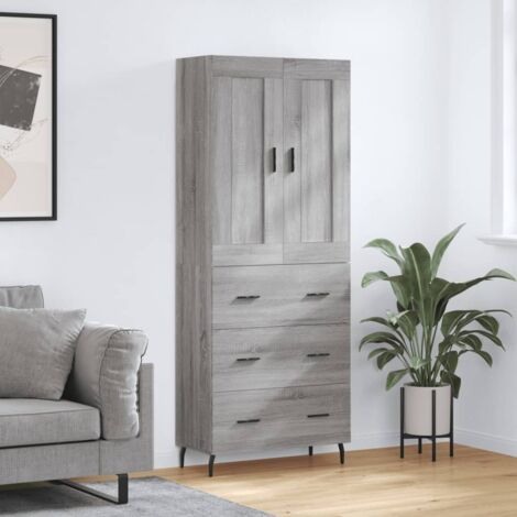Highboard Grau Sonoma 69,5x34x180 cm Holzwerkstoff vidaXL