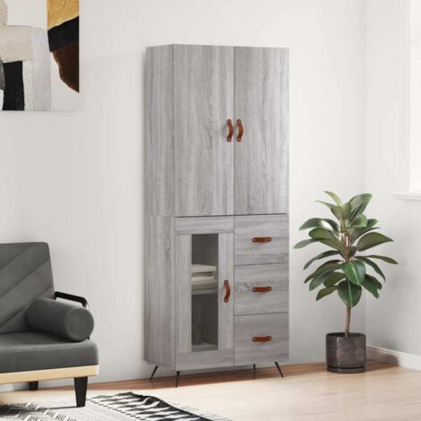 Highboard Grau Sonoma 69,5x34x180 cm Holzwerkstoff vidaXL