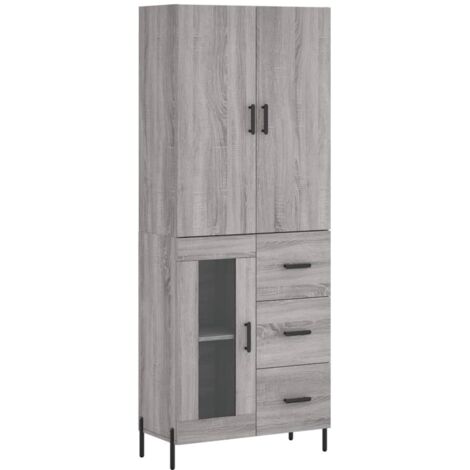 Highboard Grau Sonoma 69,5x34x180 cm Holzwerkstoff vidaXL