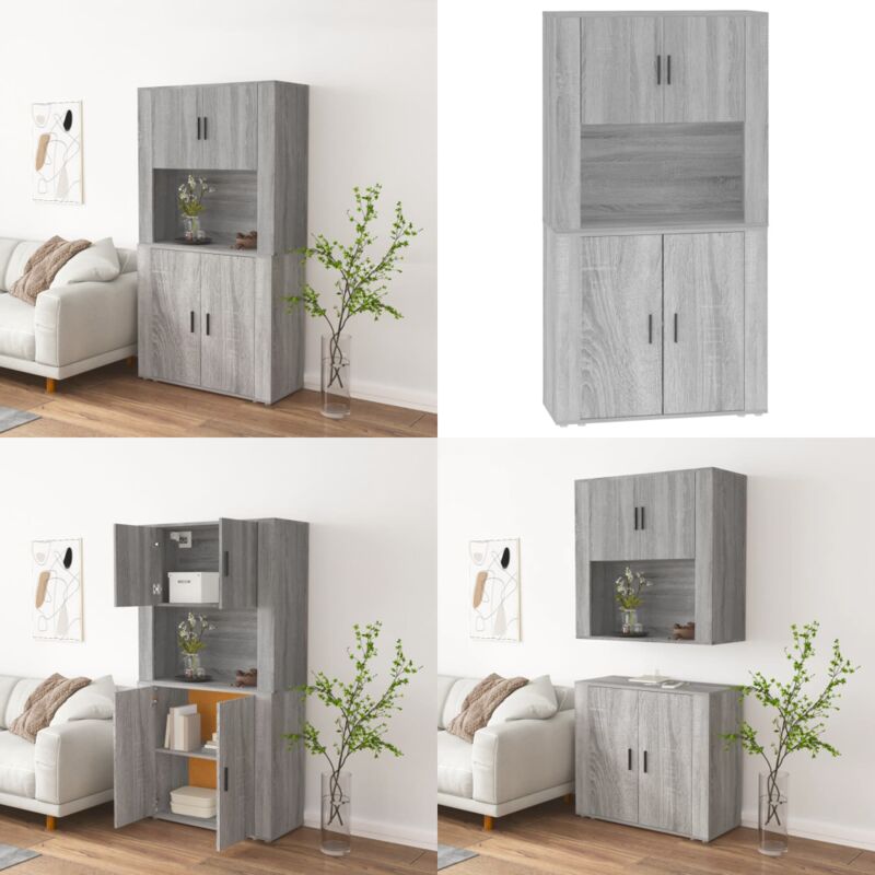 Vidaxl Highboard Grau Sonoma Holzwerkstoff - Sideboard - Hochschrank - Wohnzimmermöbel - Regal - Grau Sonoma - Home & Living