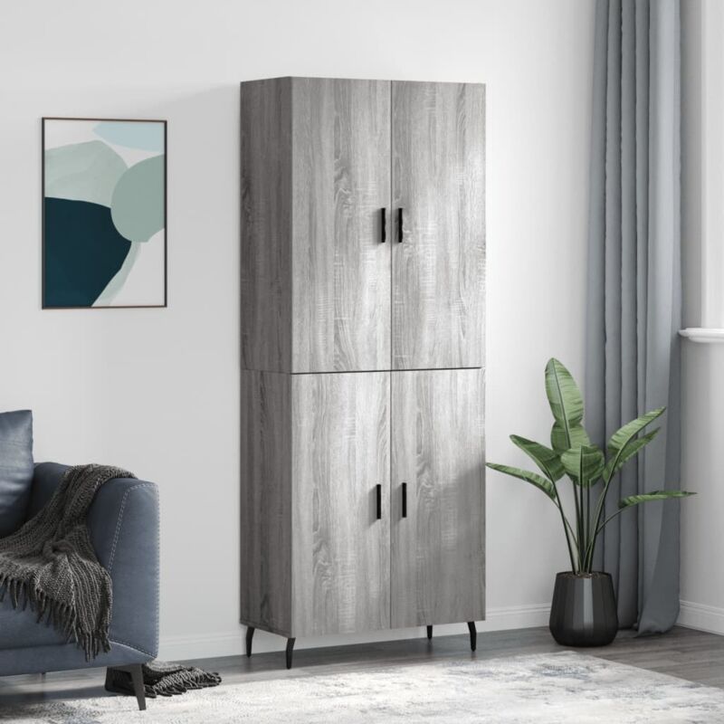 Highboard Grey Sonoma 69.5x34x180 Cm Engineered Wood Vidaxl