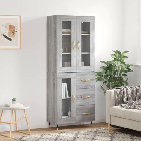 Highboard Grey Sonoma 69.5x34x180 cm Engineered Wood vidaXL