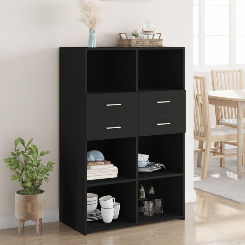 Highboard Black 80x42.5x124 Cm Engineered Wood Vidaxl