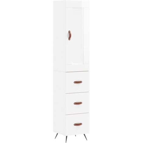 Highboard High Gloss White 34.5x34x180 cm Engineered Wood vidaXL