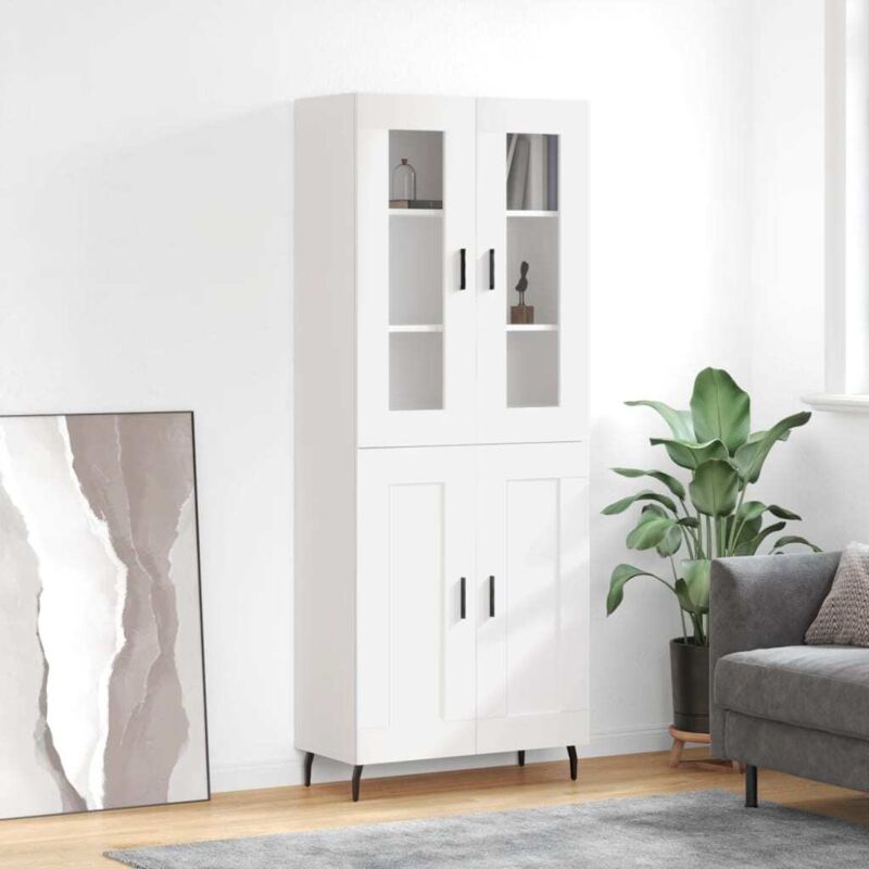 Highboard White 69.5x34x180 Cm Engineered Wood Vidaxl
