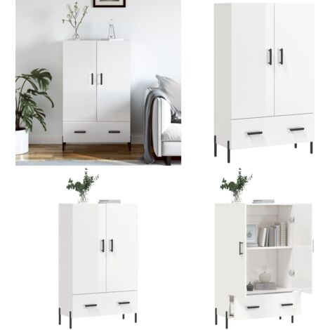 Highboard Hochglanz-Weiß 69,5x31x115 cm Holzwerkstoff - Sideboard - Wohnwand - Regal - Aufbewahrung - Wohnzimmermöbel - Home & Living