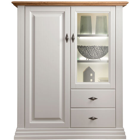 Highboard, Kiefer weiß mit Eiche, ESBJERG-69