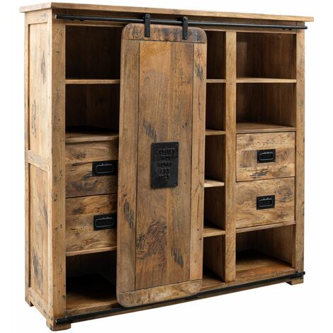 Highboard Mango 142x45x147 natur lackiert RAILWAY 162