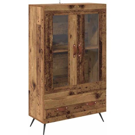 Highboard Old Wood 69.5 x 31 x 115 cm Engineered Wood and Glass vidaXL
