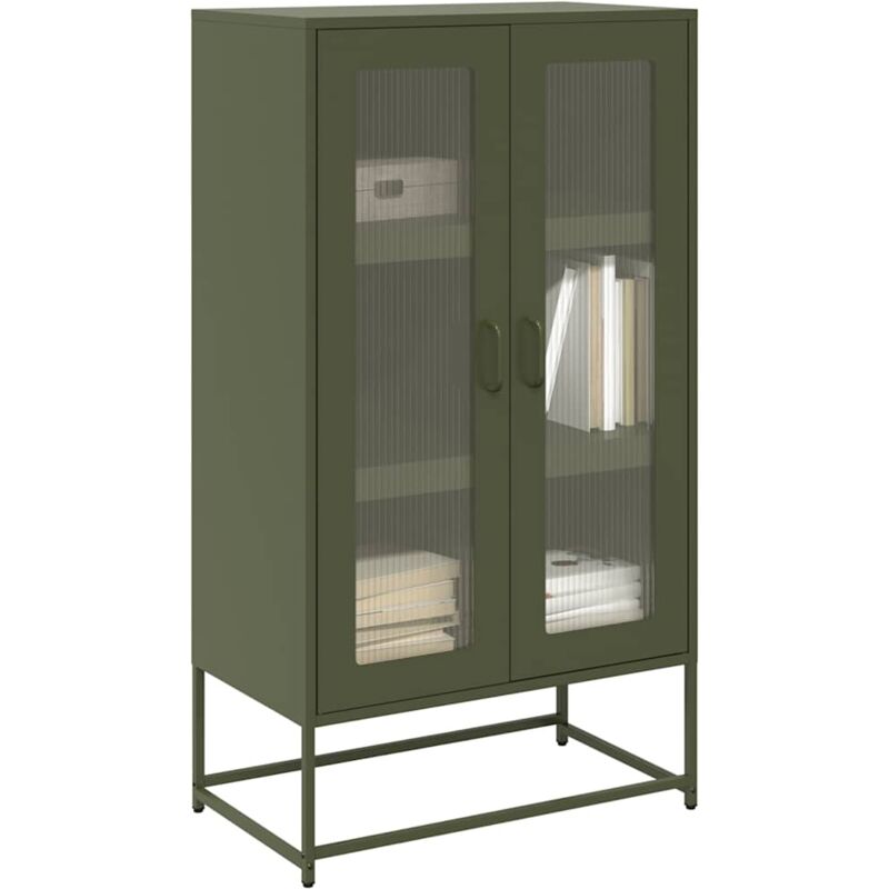 Highboard Olivgrün 68x39x123 Cm Stahl - Vidaxl
