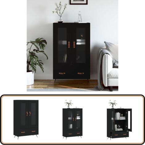 Highboard Schwarz 69,5x31x115 cm Holzwerkstoff - Sideboard - Hochschrank - Wohnzimmermöbel - Holz Sideboard - Schwarzes Highboard