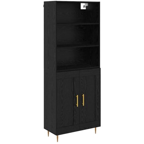 Highboard Schwarz Eichen-Optik 69,5 x 34 x 180 cm Holzwerkstoff vidaXL