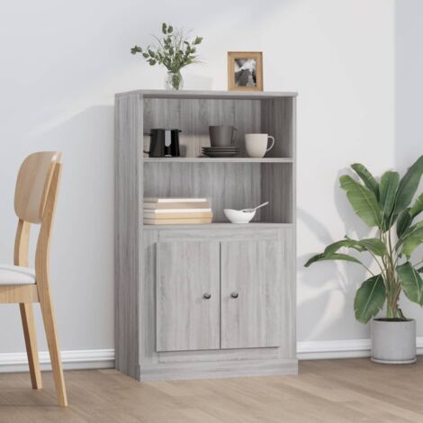 Highboard  Sideboard  Kommode  Buffetschrank Grau Sonoma 60x35,5x103,5 cm Holzwerkstoff NNDG9240 BonneVie