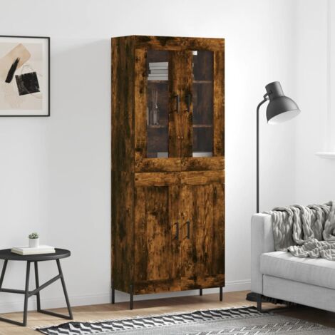 Highboard Smoked Oak 69.5x34x180 cm Engineered Wood vidaXL