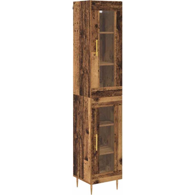 Highboard 2 Pcs Altholz Glas Vidaxl