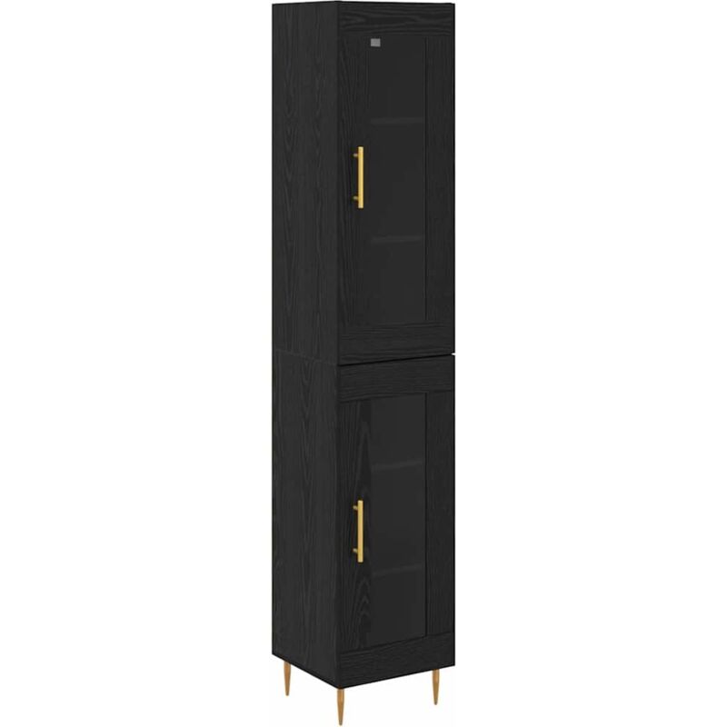 Highboard 2 Pcs Schwarz Eichen-optik Glas Vidaxl