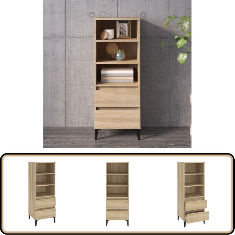 Vidaxl Highboard Sonoma-eiche 40x36x110 Cm Holzwerkstoff - Sideboard - Hochboard - Wohnzimmermöbel - Eichefarben - Holzwerkstoff