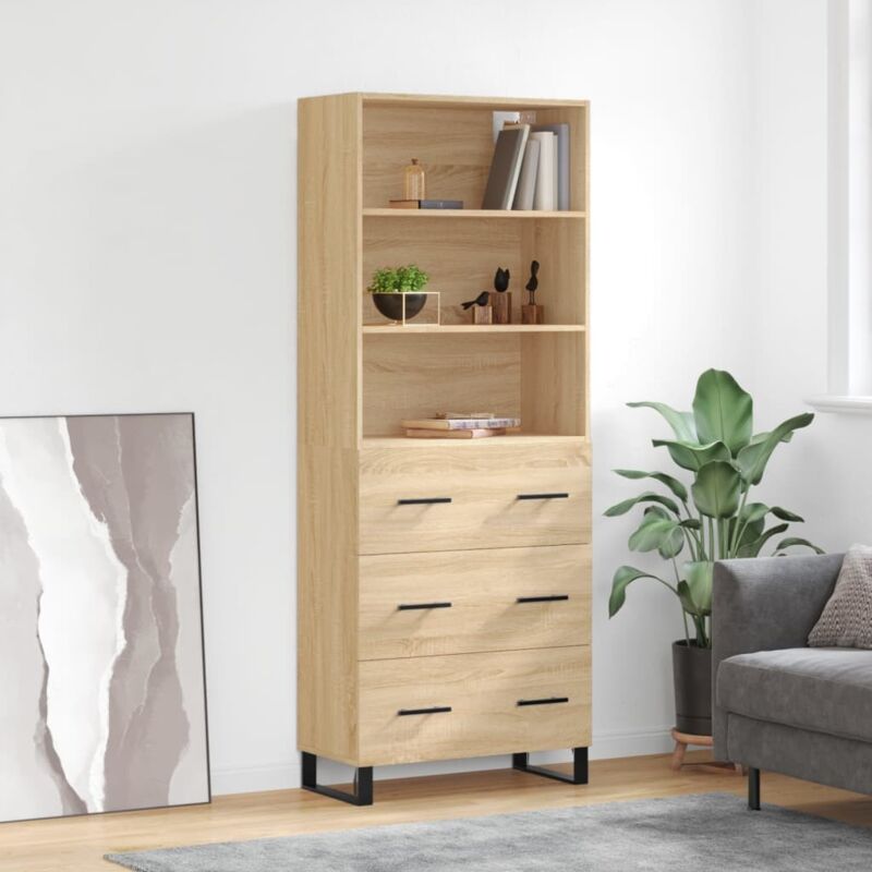 Highboard Sonoma-eiche 69, 5x34x180 Cm Holzwerkstoff Vidaxl