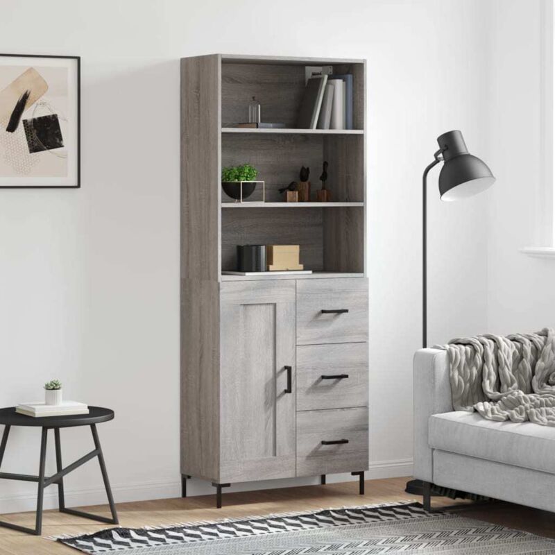 Highboard Grau Sonoma 69, 5x34x180 Cm Holzwerkstoff Vidaxl