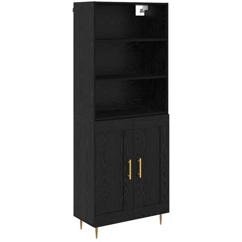Highboard Schwarz Eichen-optik 69, 5 X 34 X 180 Cm Holzwerkstoff Vidaxl