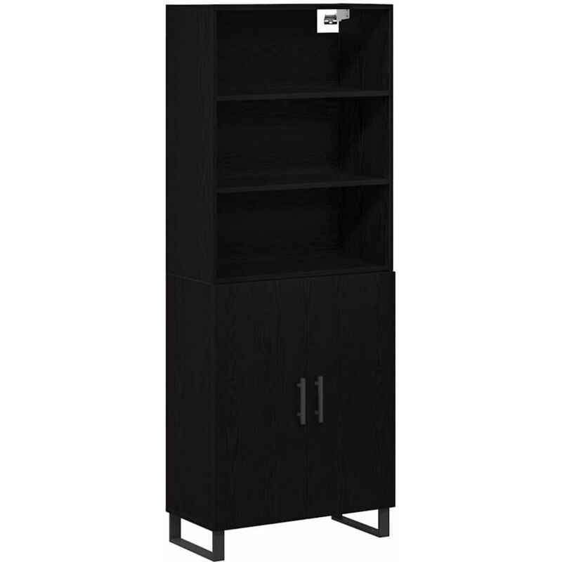 Highboard Black Oak 69.5x34x180 Cm Engineered Wood Vidaxl