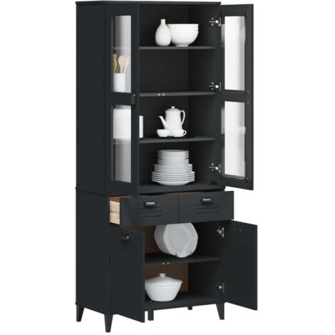 Highboard VIKEN Black 80x40x190 cm Solid Wood Pine vidaXL