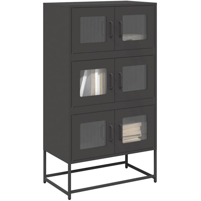 Highboard Schwarz 68x39x123 Cm Stahl - Vidaxl