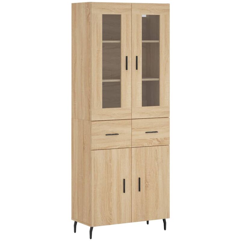 Highboard Sonoma-eiche 69, 5x34x180 Cm Holzwerkstoff Vidaxl