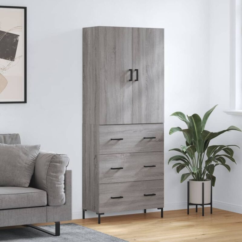 Highboard Grau Sonoma 69, 5x34x180 Cm Holzwerkstoff Vidaxl
