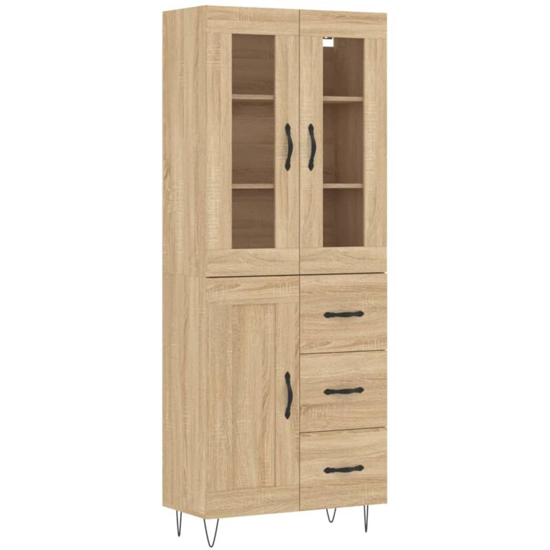 Highboard Sonoma-eiche 69, 5x34x180 Cm Holzwerkstoff Vidaxl
