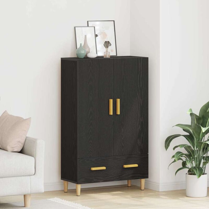 Vidaxl - Hochboard In Schwarz Eiche, 70x31x115 Cm, Hergestellt Aus Holzwerkstoff