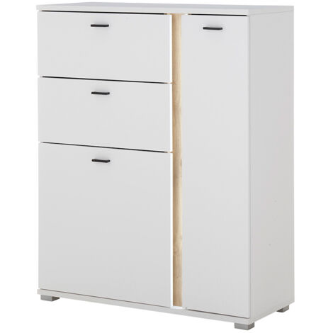Highboard weiß mit Eiche LOVENO-61