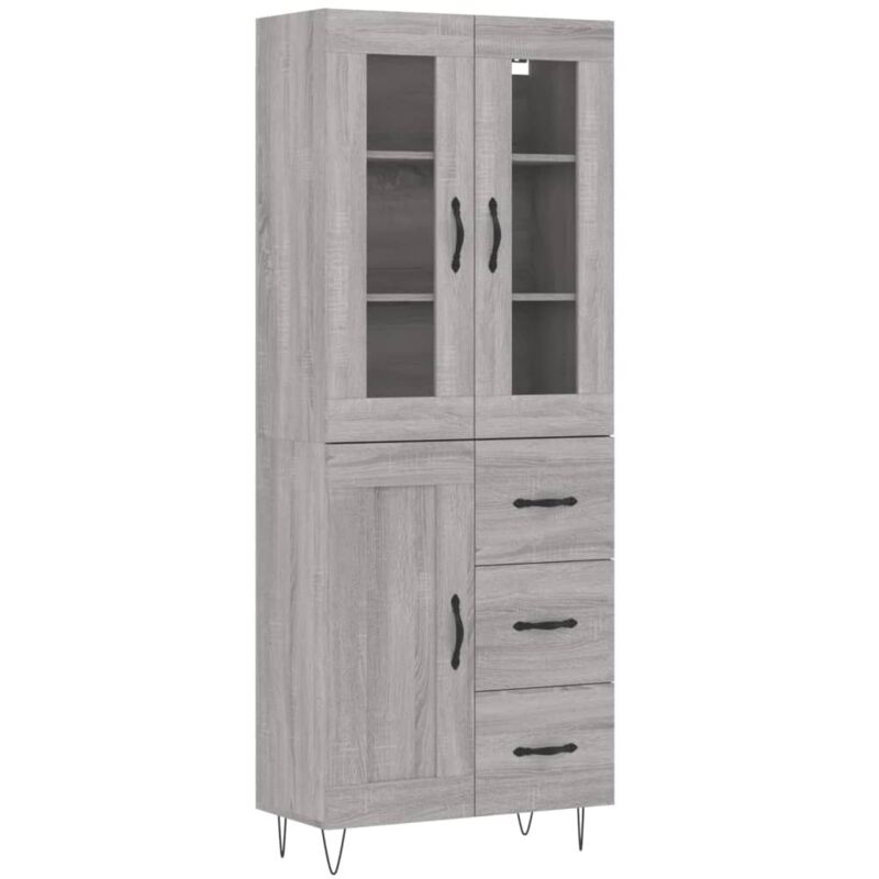 Highboard Grey Sonoma 69.5x34x180 Cm Engineered Wood Vidaxl