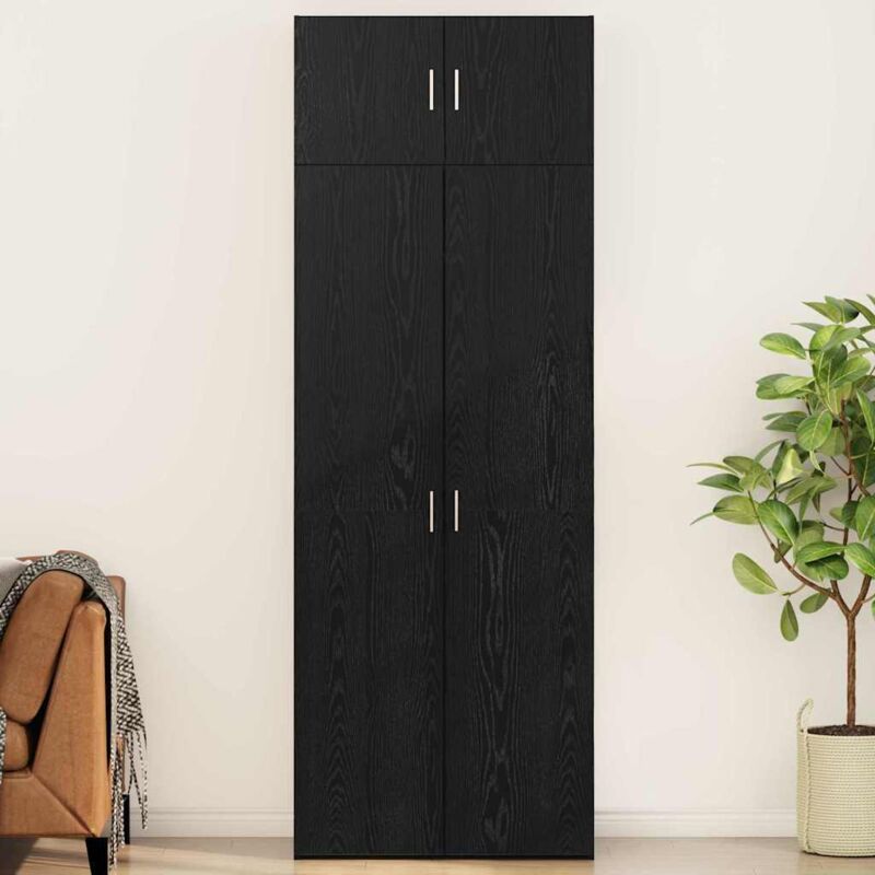 Storage Cabinet Black Oak 80 X 41 X 225 Cm Engineered Wood Vidaxl