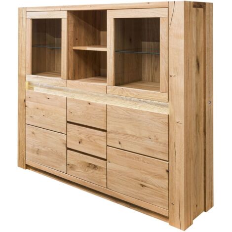 Highboard Wildeiche 163x40x142 beige geölt KENT 205