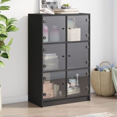Highboard with Doors Black 68x37x109 cm Engineered Wood vidaXL