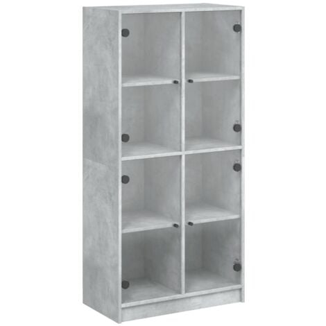 Highboard with Doors Concrete Grey 68x37x142 cm Engineered Wood vidaXL