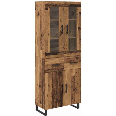 Highboard with Drawer 2 pcs Old Wood Engineered Wood vidaXL